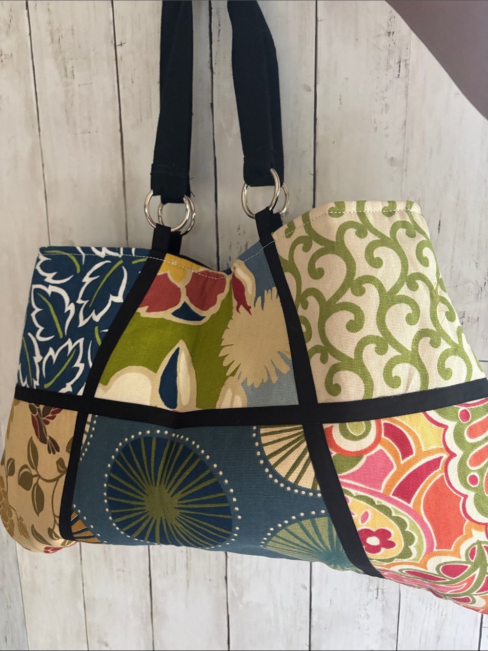 Patchwork Floral Tote Bag in Multicolor